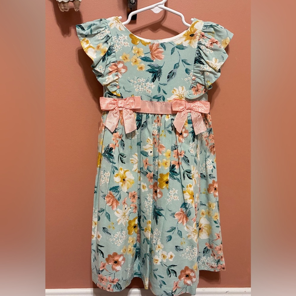 Bonnie Jean Floral linen sundress Sz 4T